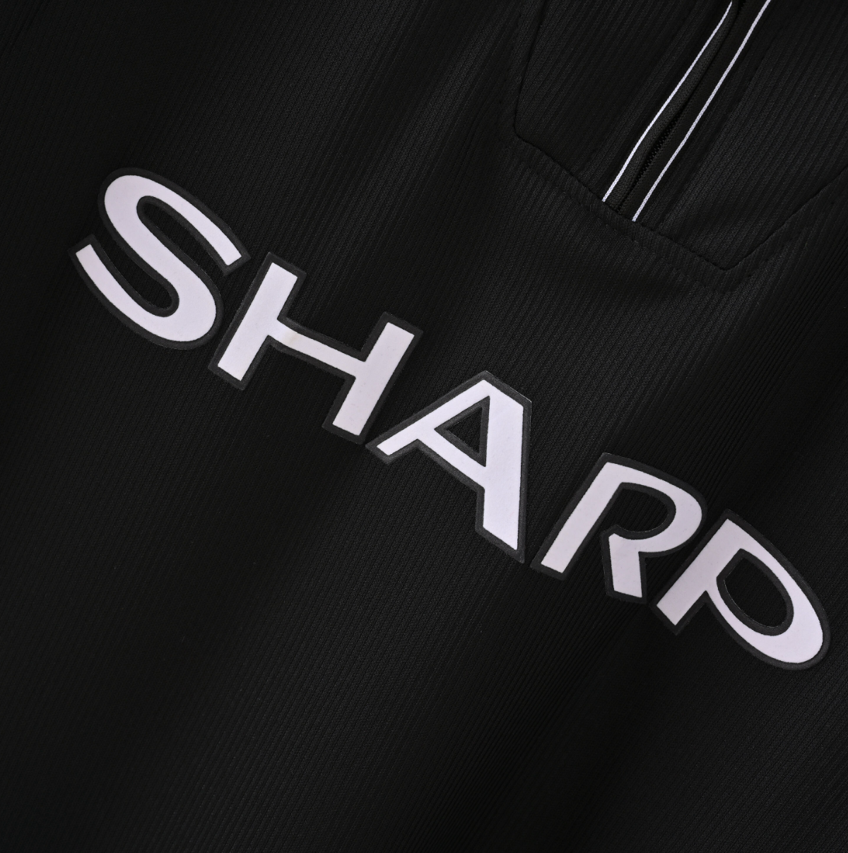 Manchester United 1995/96 Away Jersey — SHARP x Umbro in Black with Red Power Stripes