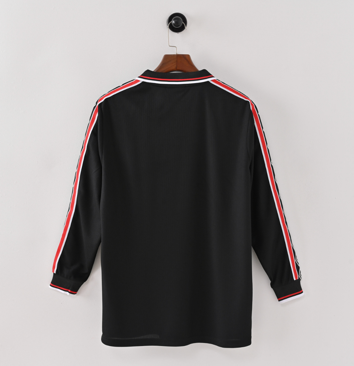 Manchester United 1995/96 Away Jersey — SHARP x Umbro in Black with Red Power Stripes