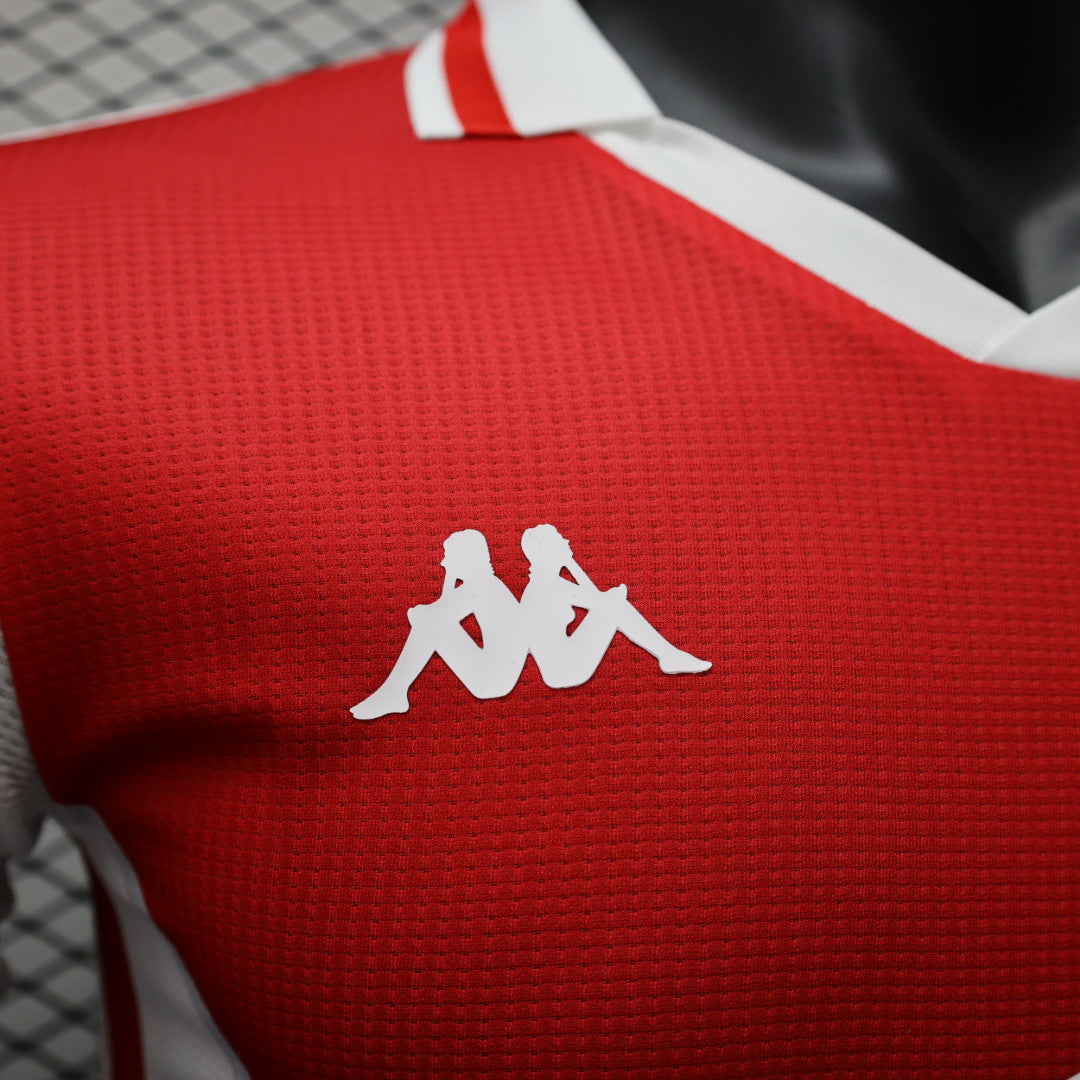AS Monaco 2025/26 Home Jersey – Red & White Diagonal by Kappa