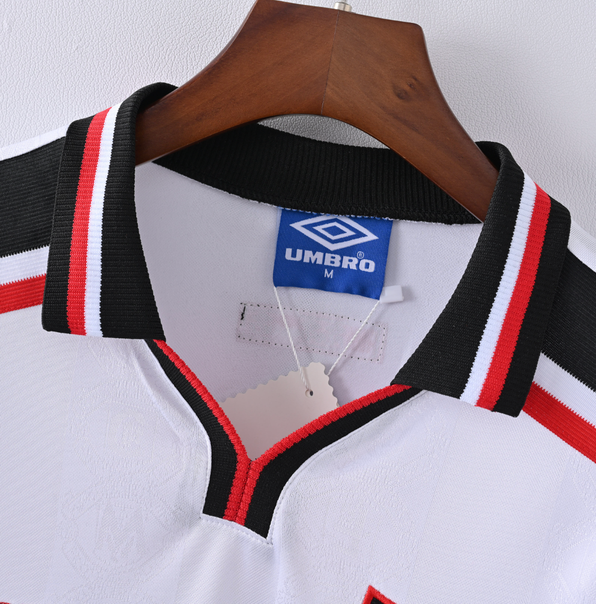 Manchester United 1997/98 Away Jersey — SHARP VIEWCAM x Umbro in White & Red Precision