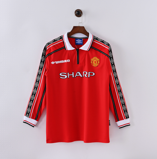 xManchester United 1994/95 Home Jersey — SHARP x Umbro in Red with Diamond Sleeve Detail