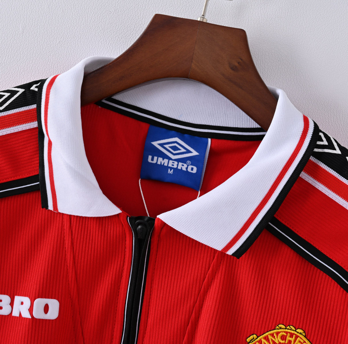 xManchester United 1994/95 Home Jersey — SHARP x Umbro in Red with Diamond Sleeve Detail