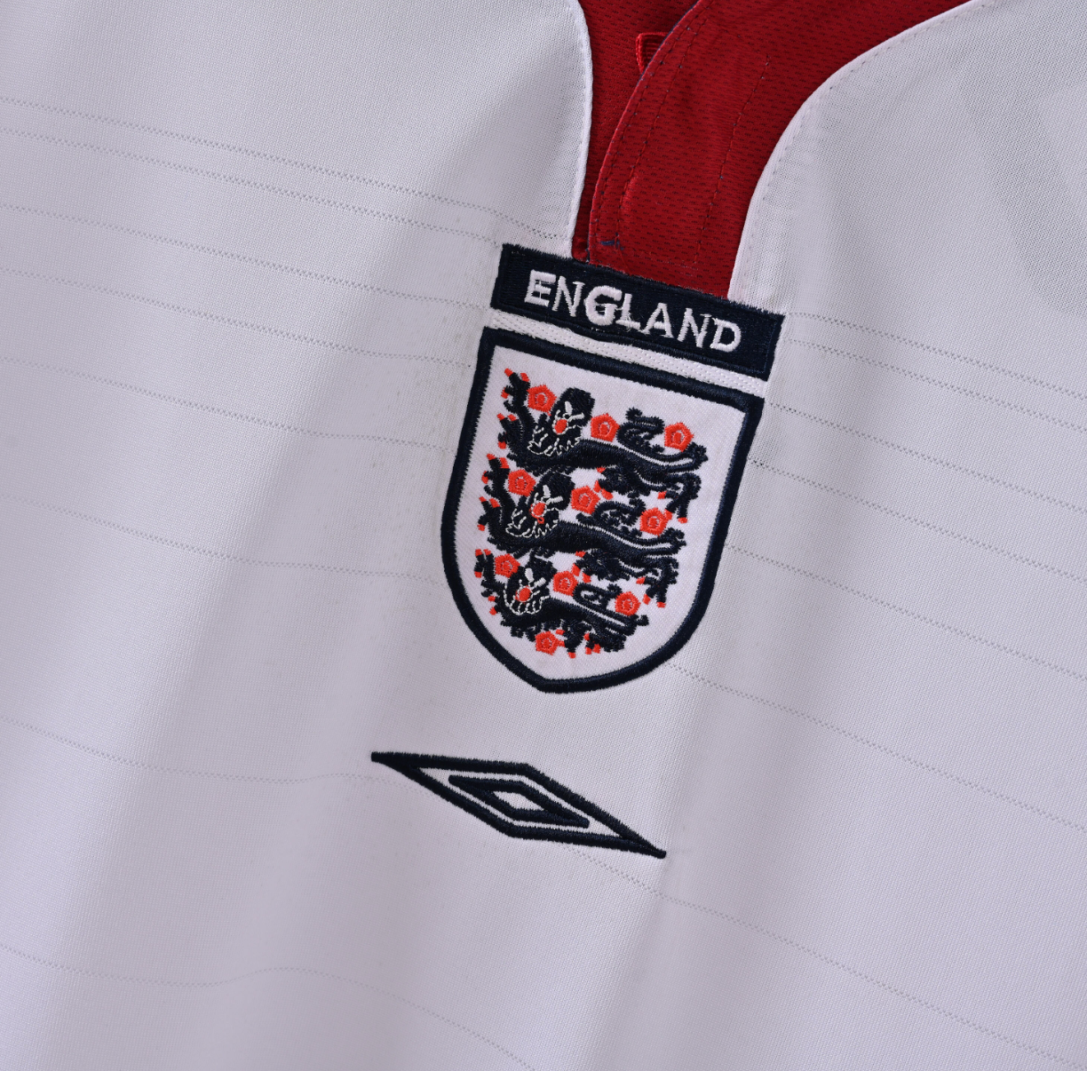 England 2007–2009 Home Jersey — Red Shoulder Command x Umbro Heritage