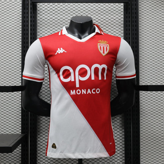 AS Monaco 2025/26 Home Jersey – Red & White Diagonal by Kappa